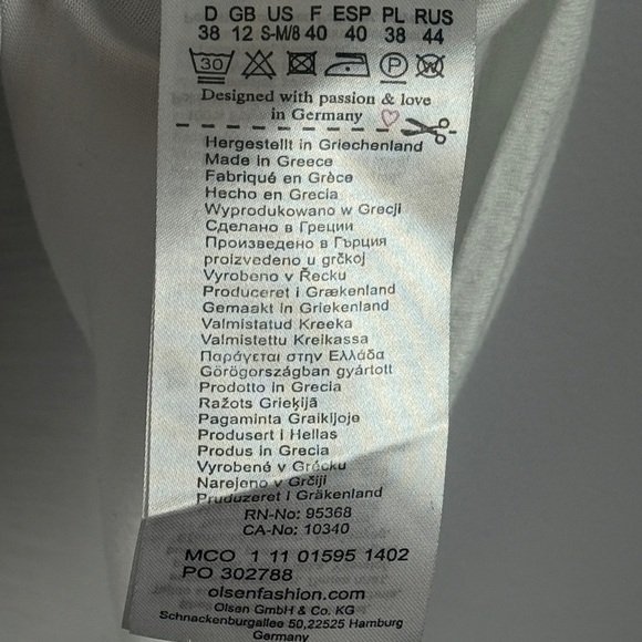 Olsen Europe Artsy Graphic Short Sleeve Tee in White and Purple Size  8 - Picture 8 of 9